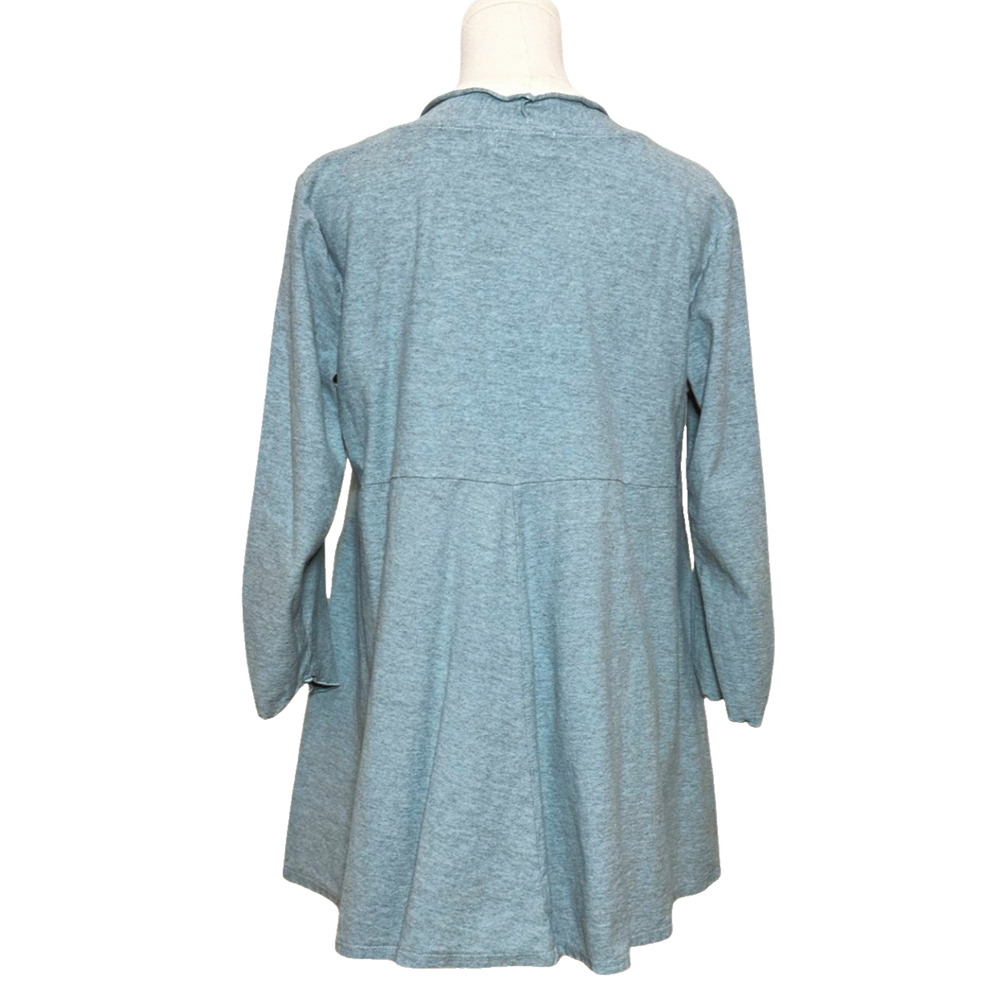 Fenini Green Cotton Lightweight 3/4 Sleeve Button Front Cardigan Medium - Picture 5 of 7